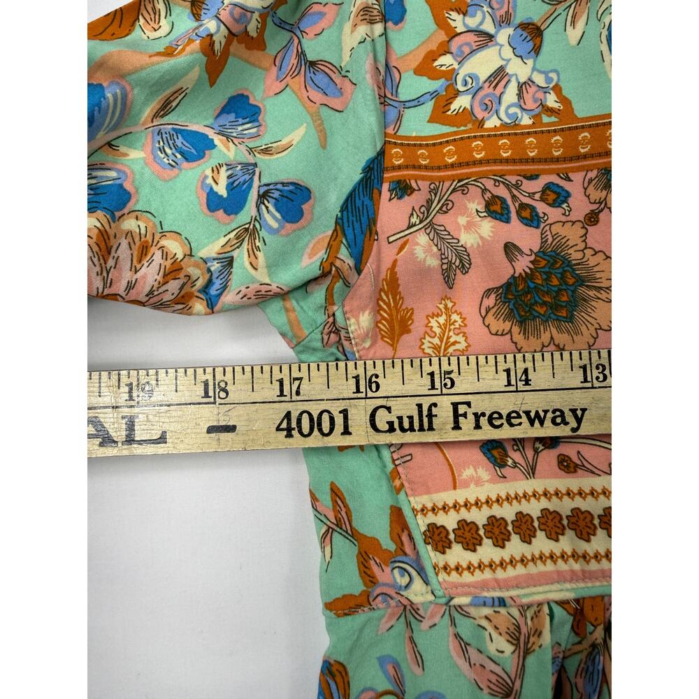 R.Vivimos sage and peach Sz 6 floral boho long-sleeve midi dress - Picture 12 of 13